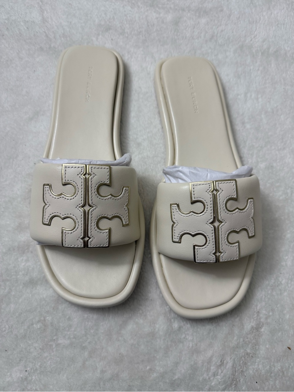 Tory Burch Ivory Logo Slide Sandals - Picture 3 of 5